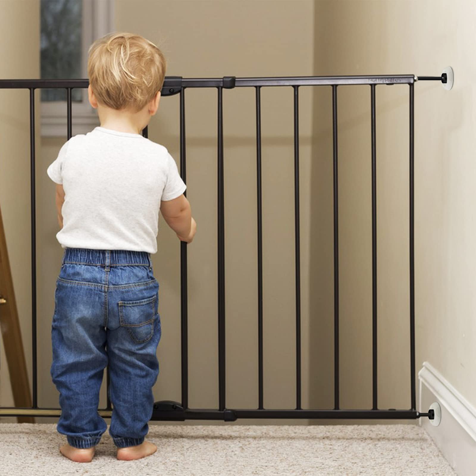 4 pezzi Wall Protector pad, Risparmio Murale per Griglie Scale, Barriera Di Protezione Della Barriera Del Bambino, Nessuna Foratura Richiesta, per Tende, Barriere, Appendini(bianco)