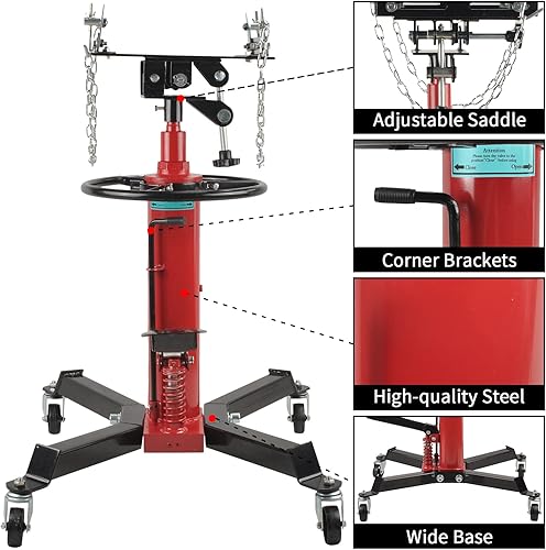 Miniatura 4 de 1600Lbs 2 etapas transmisión hidráulica Jack Stand telescópico 34" - 70" altura ajustable con pedal 360 grados giratorio elevación rueda elevación