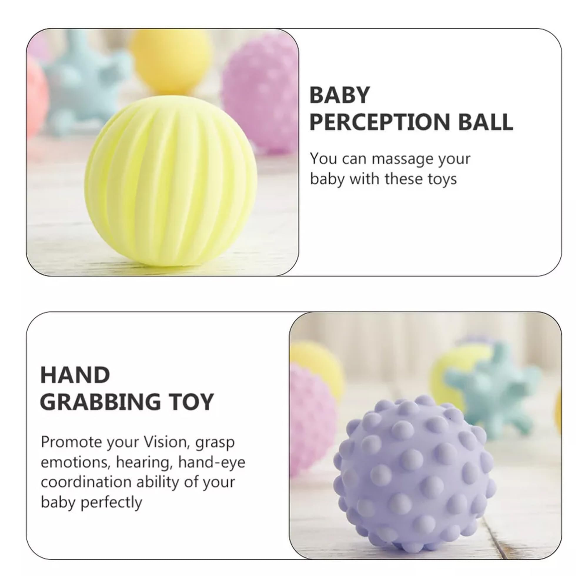 Kidology Montessori Sensory Silicone Ball Set for Toddlers Multicolor & Bright Handing Catching Balls, Toys for Babies 10+ Months, Soft Stress Relief Toys for Boys Girls Set of 6 (Pastel) - Image 5 thumbnail