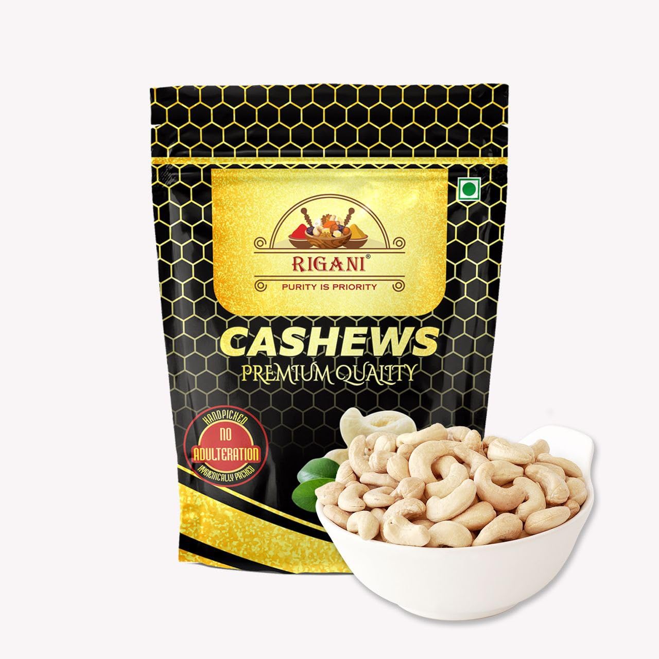 Rigani Premium Whole Cashews Extra Large (Kaju) W210-250g pouch | Raw, Nutritious and Crunchy Kaju | High Fibre, Rich in Protein and Vitamins |