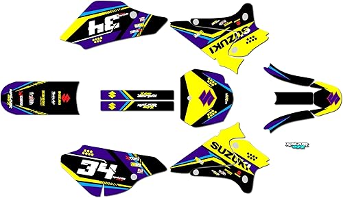 Miniatura 7 de Kalair GFX Kit de gráficos para Suzuki DRZ 125 (2001-2007) Icon Series Yellow-shift 09 Mil - Adhesivos para motocicleta Dirt Pit Bike Motocicleta,