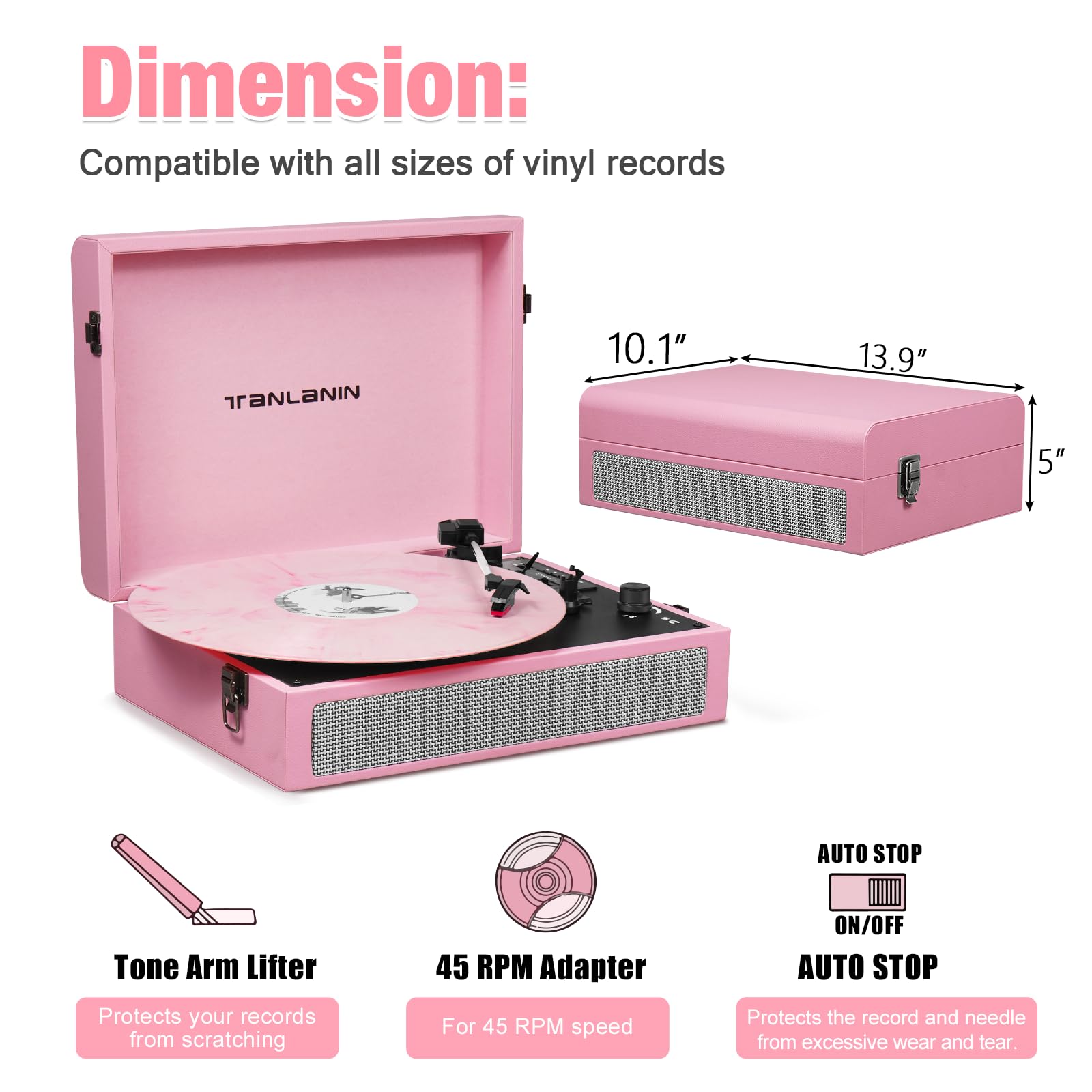 Tourne-disque rose