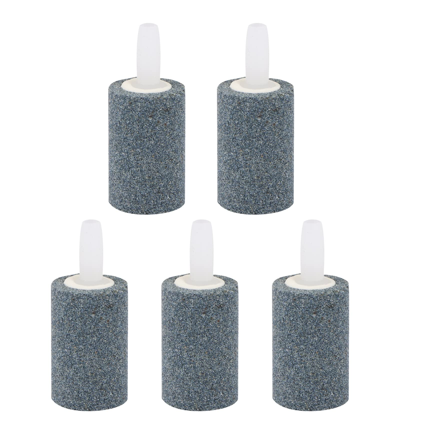 Teqooza 2x3cm Air Stone Cylinder Bubble Diffuser Airstones for Aquarium Fish Tank Pump Grey, Pack of 5