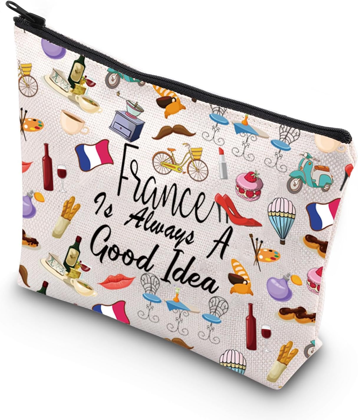 KUIYAIFrance Travel Gift France is Always A Good Idea Makeup Bag France Trip Vacation Cosmetic Bag France Souvenir (Good idea France)