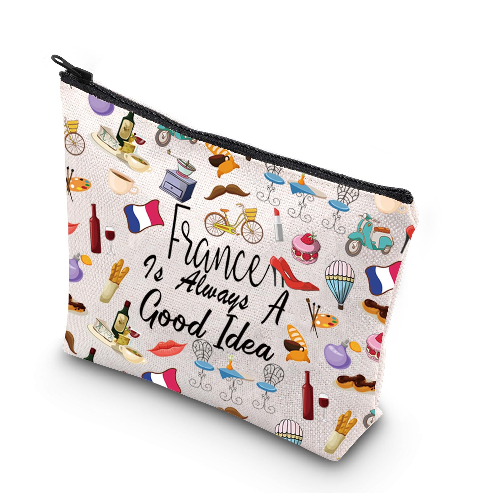 KUIYAIFrance Travel Gift France is Always A Good Idea Makeup Bag France Trip Vacation Cosmetic Bag France Souvenir (Good idea France)