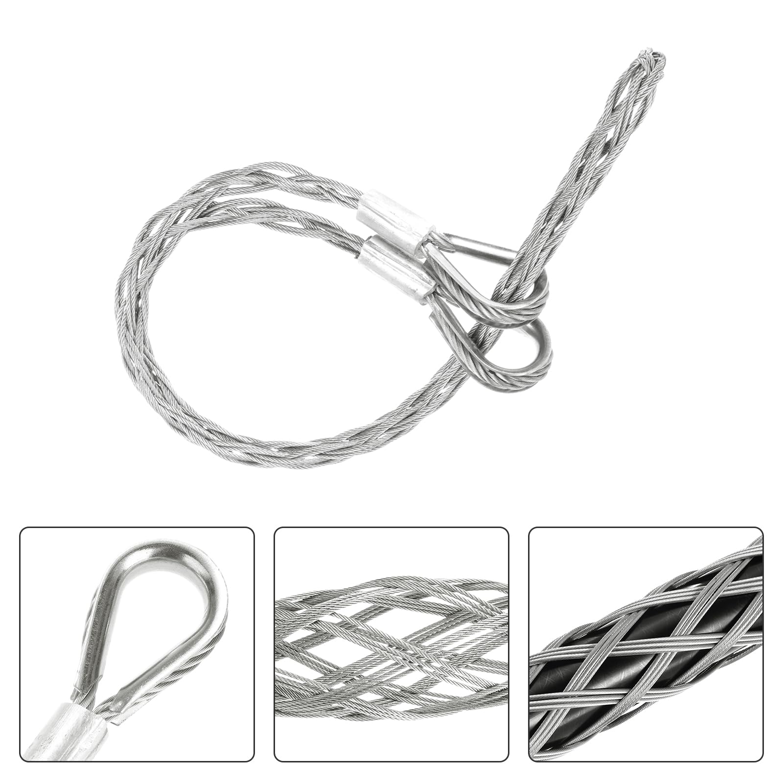 QUARKZMAN 18-25mm OD Câble Chaussettes de Tirage Grip 0,64M Double Tête Côté Tirer Fil Maille Puller Chaussettes Grip Outils de Tirage de Fil en Acier Inoxydable