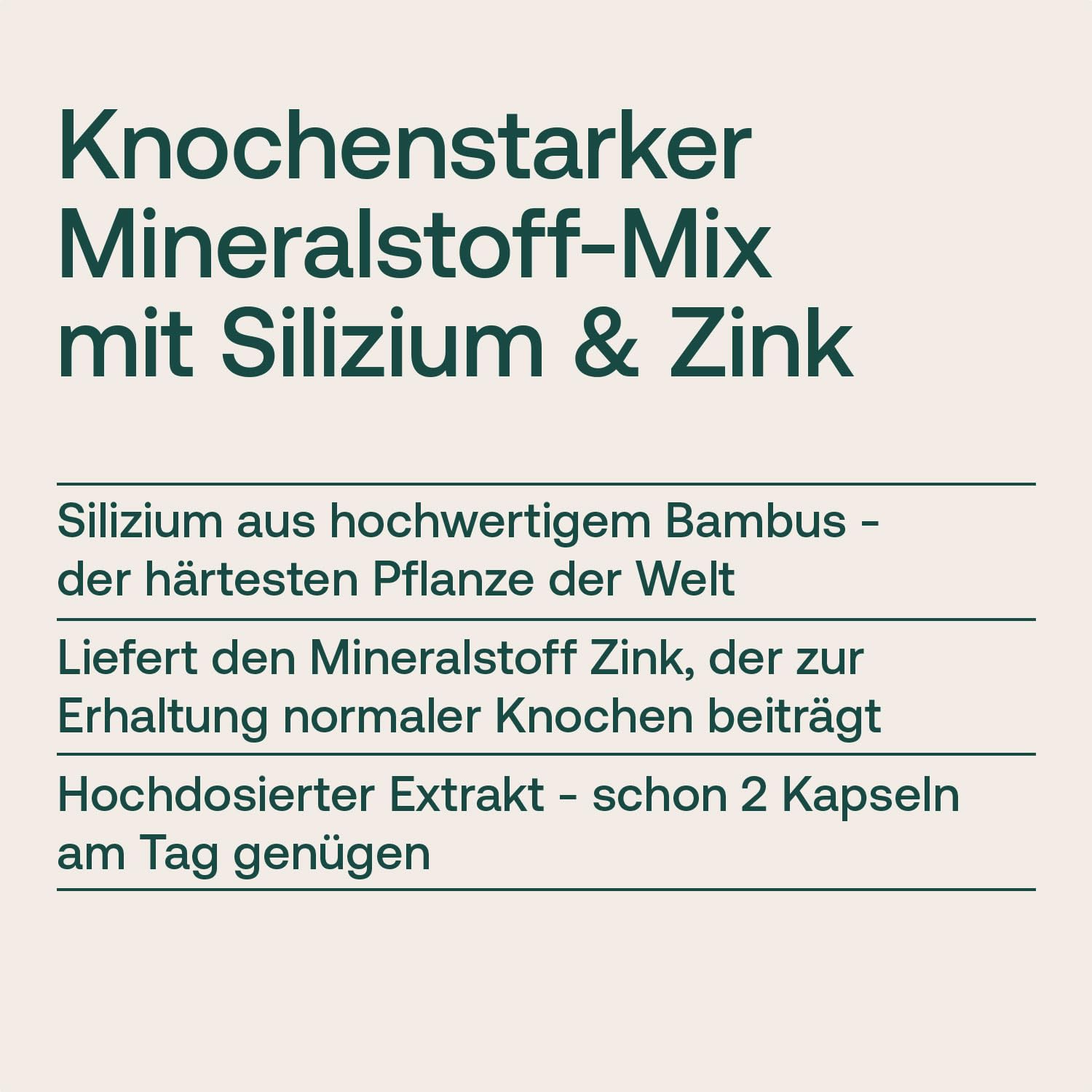 Effective Nature Silizium Kapseln hochdosiert mit Zink | 700 mg Bambusextrakt mit 525 mg Silica pro Tag – Zink für Haut, Haare, Nägel und Knochen, vegan - 180 Stk.
