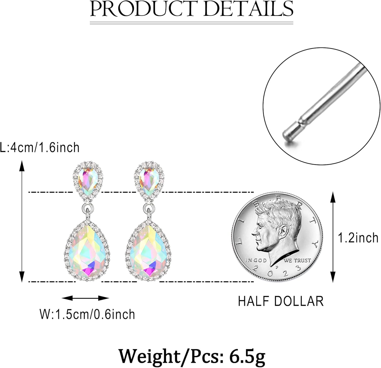 EVER FAITH Women's Austrian Crystal Wedding Tear Drop Dangle Earrings - Image 6