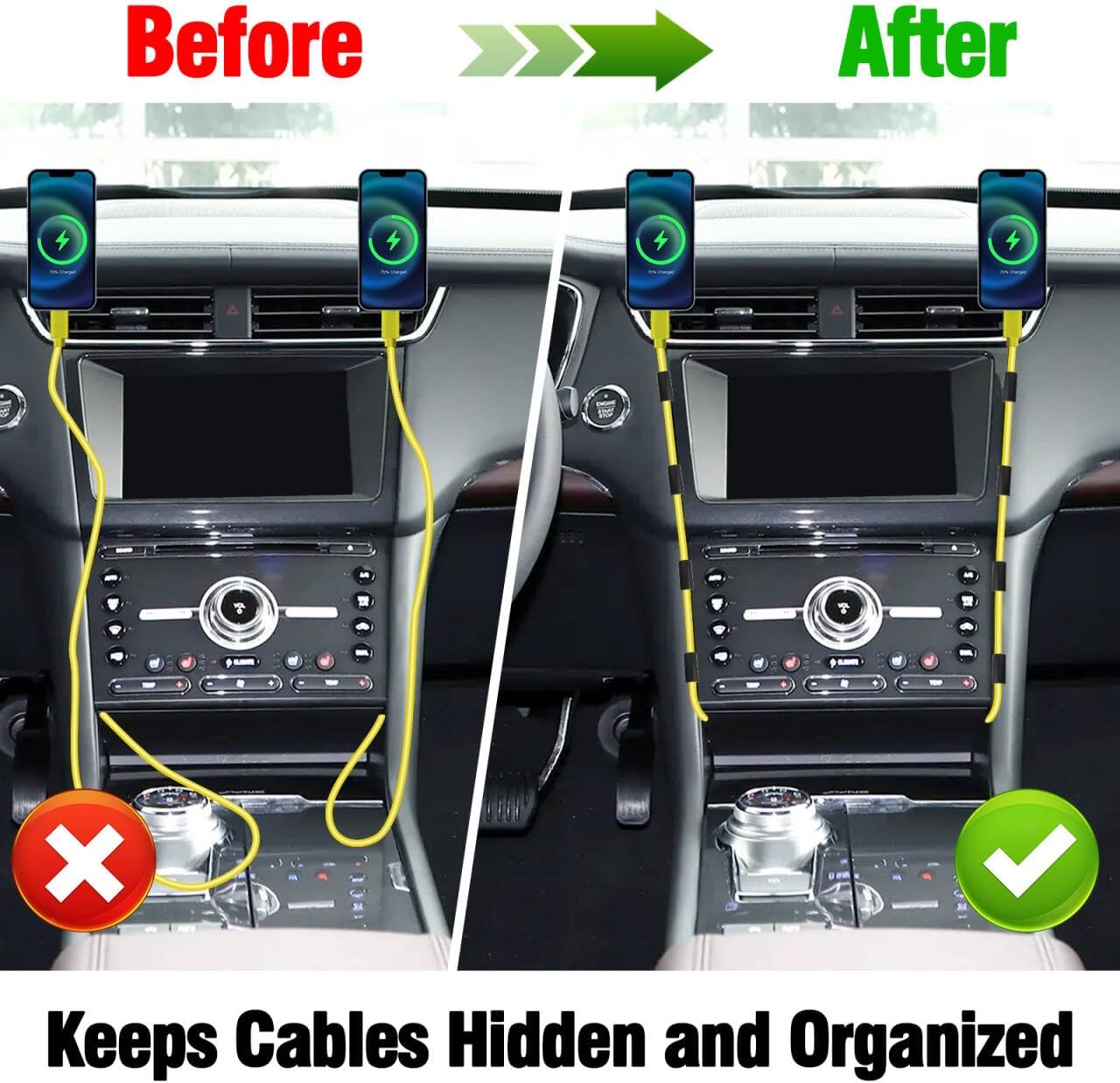 12 Pcs Car Trim Cable Clips, Wire Clips Cable Management Wire Organizer Cord Holder, Neatly Organize Cables for Vehicle Interior, Easy Installation, Ideal for Phone Chargers, Dash Cams and More