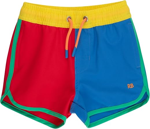RUGGEDBUTTS Boys UPF50+ Stretch Dolphin Hem Swim Trunks - Boys Swim Trunks | Sun Protection 50+, Flexible Fabric, Curved Leg Opening, Beach Or Pool Wear