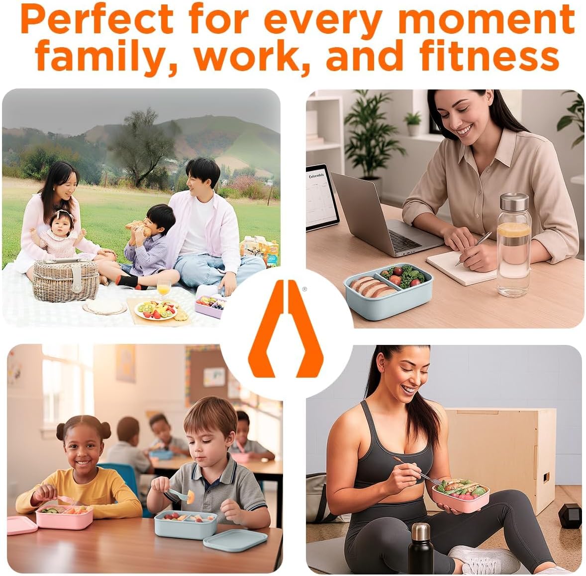 3 Compartment Silicone Bento Box for Kids – BPA Free Snack Container, Leak-Resistant School Lunch Box, Small Portions, Easy to Clean, Dishwasher Safe