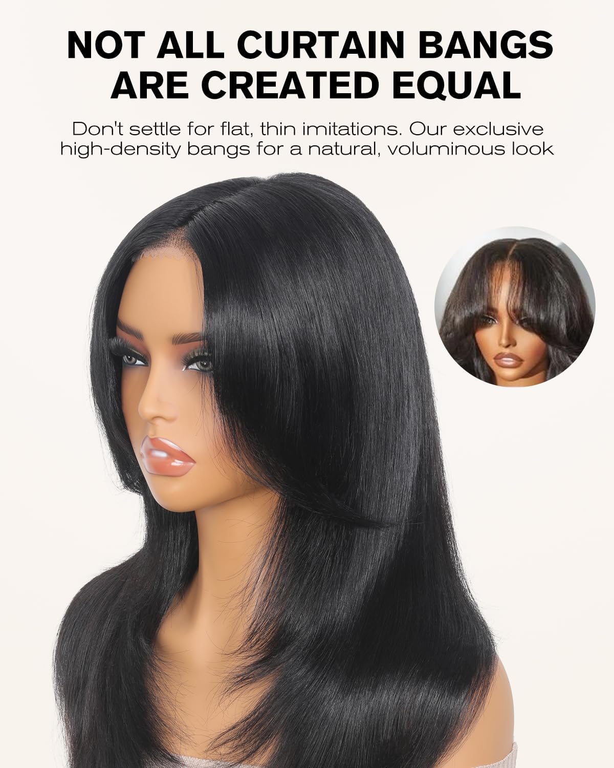 Face-Framing Layered Curtain Bangs Glueless Wigs Human Hair Pre Plucked Pre Cut HD Lace Front Wigs 6x6 Ready to Wear Butterfly Haircut Closure Wig Human Hair with Layered Curtain Bangs 16 Inch