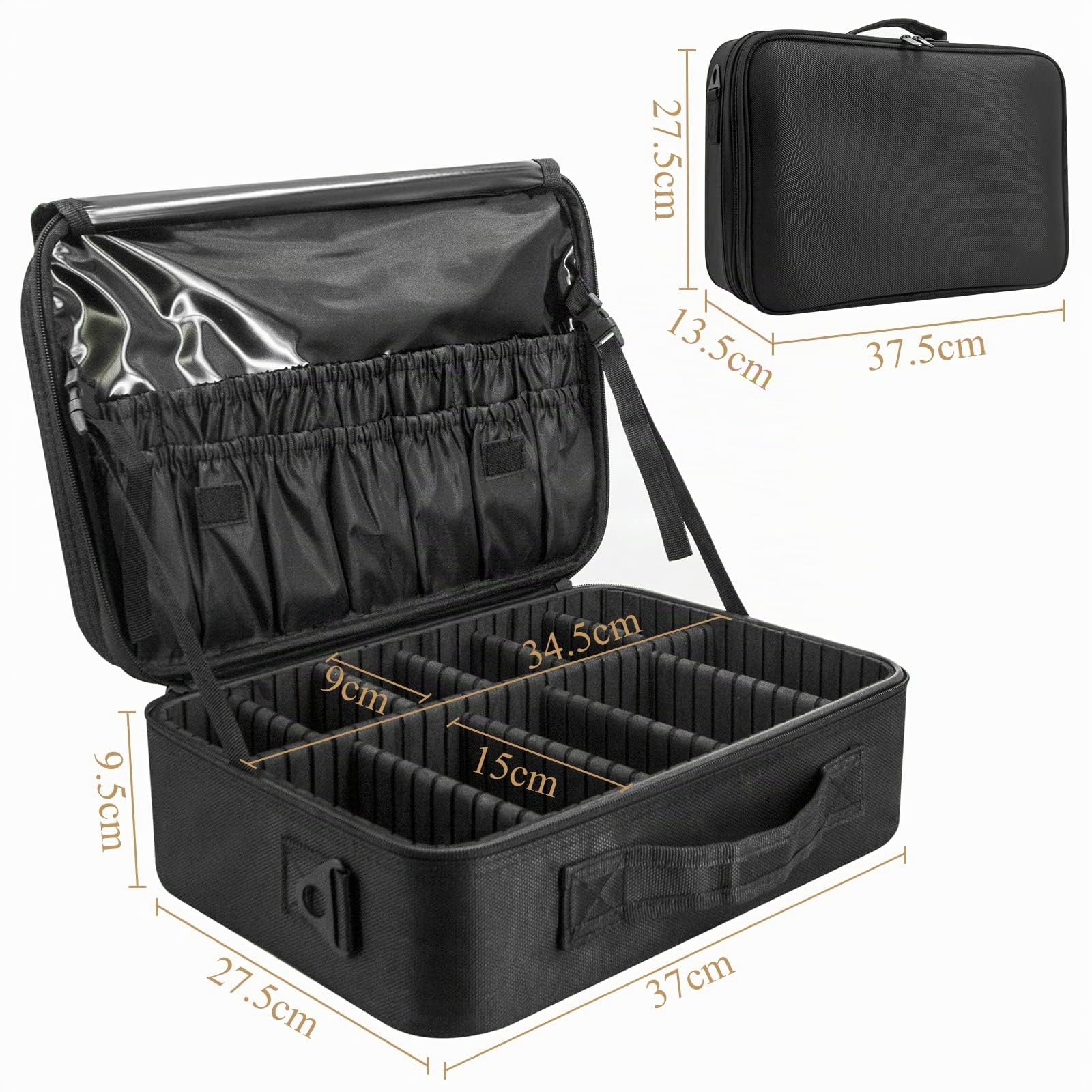 Valigetta Porta Trucchi: Donna Grande Borsa Makeup Astuccio da Viaggio Professionale Zaino con Scomparti, Regolabile & Tracolla