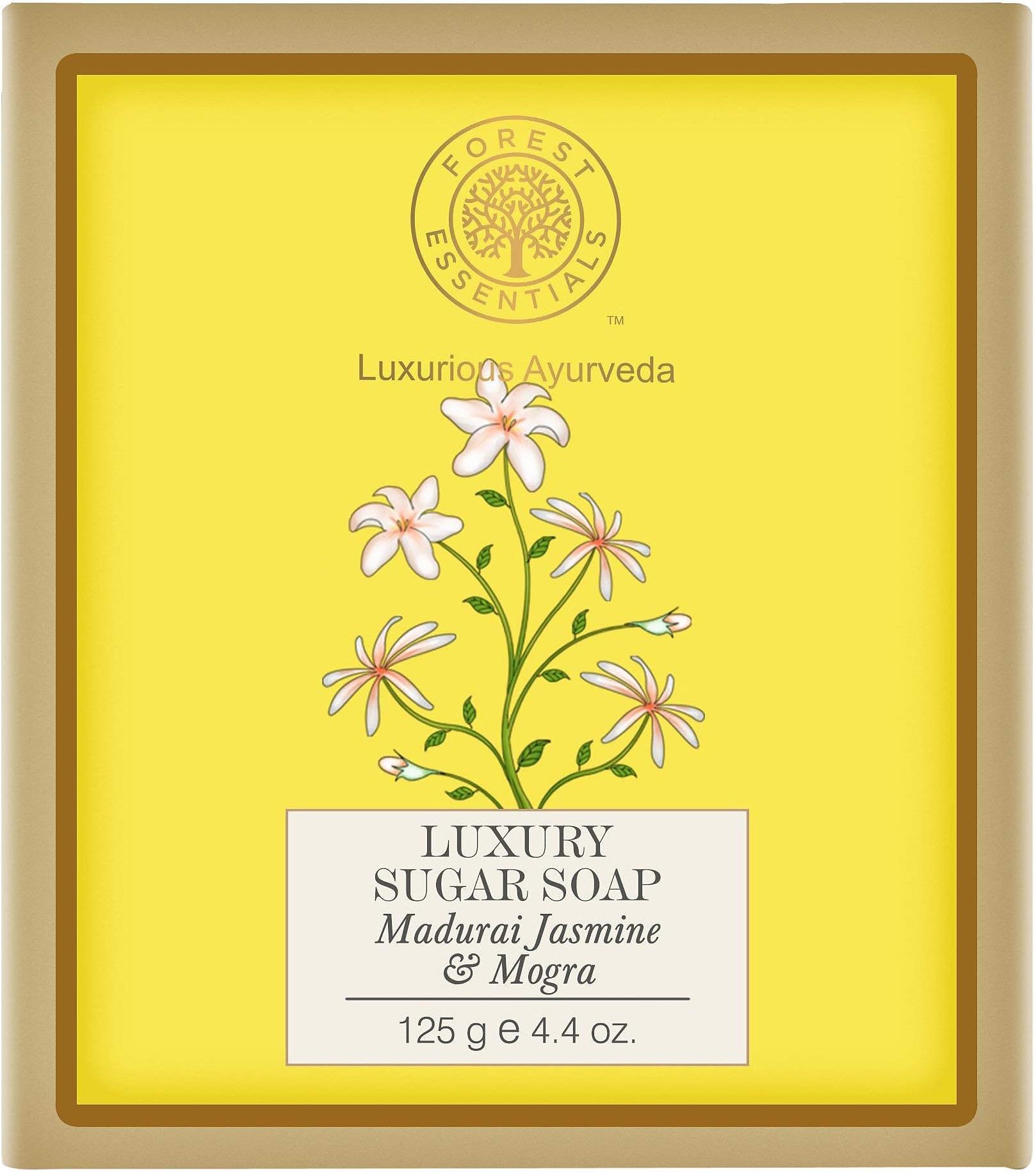 Forest EssentialsJasmine and Mogra Luxury Sugar Soap, 125gCompact by Design (Amazon-developed Certification)