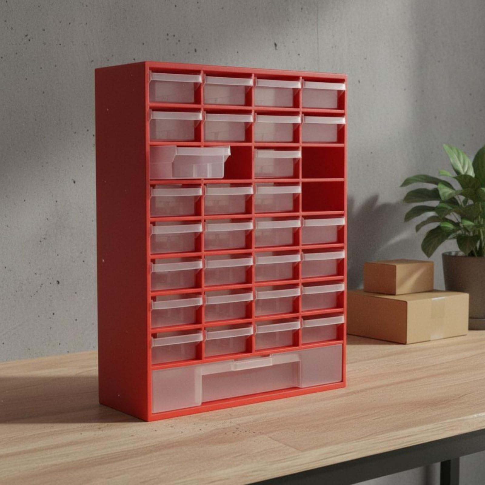 33 Pezzi Cassettiera in Plastica con Cassetti Trasparenti Metodo Espandibile Organizer per Viteria e Bulloneria Design Versatile per Professionisti