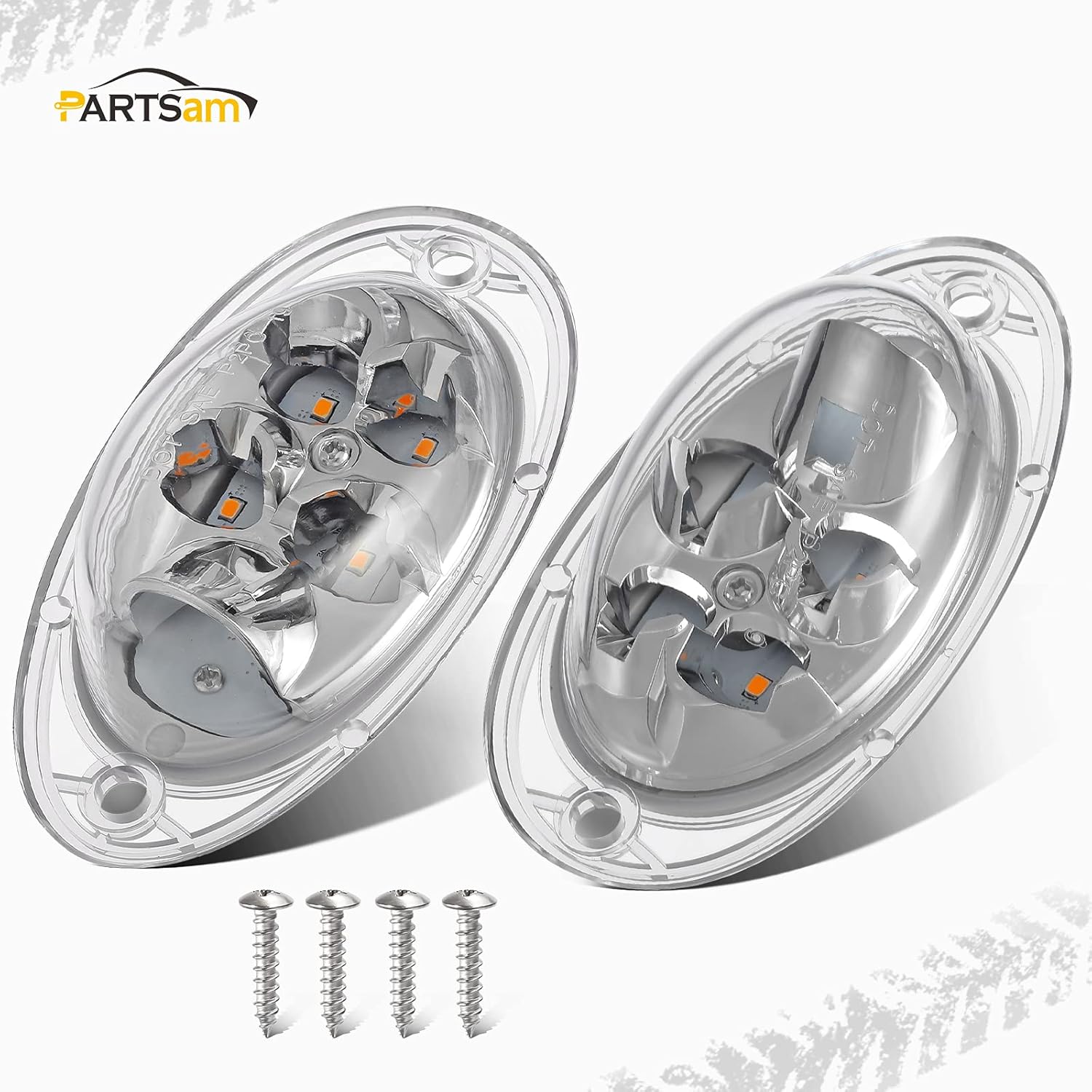 Partsam 2Pcs For Freightliner Cascadia Amber LED Side Marker Turn Signal Lights 5-2835-SMD Clear Lens, Replacement For Freightliner Cascadia Semi Truck Front Cab Side Turn Marker Clearance Lights