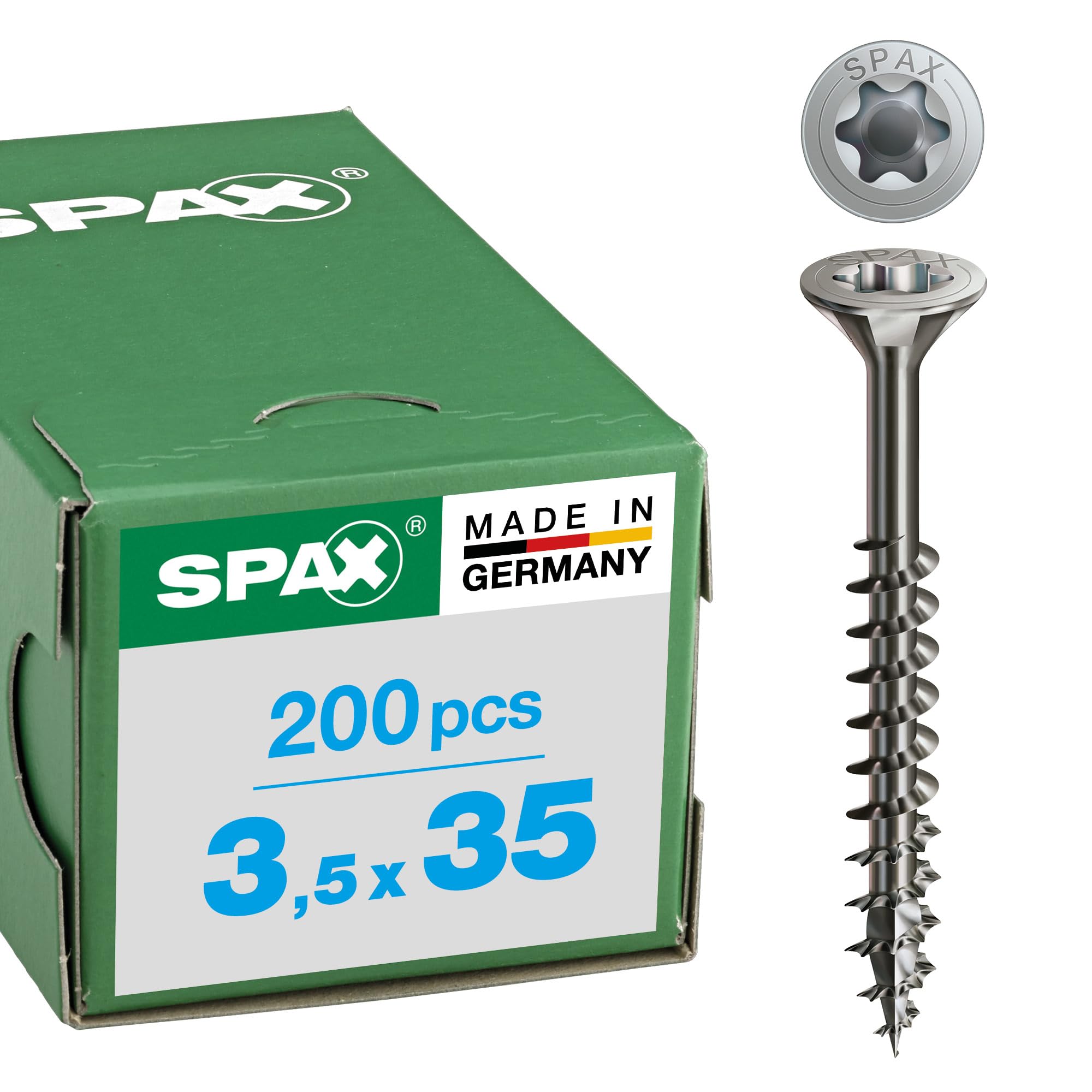 Spax T-Star Plus – All-Purpose Screw, Countersunk Head, T, 4Cut, Partial Thread, Stainless Steel A2, 1.4567 – 0197000350303, 0197000350353