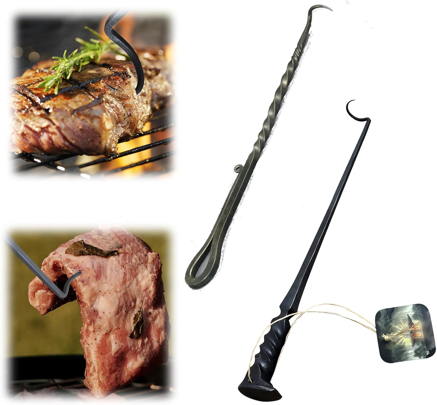 ZHENZIRIJI BBQ Food Flipper,Meat Hook Flipper,Food Flipper