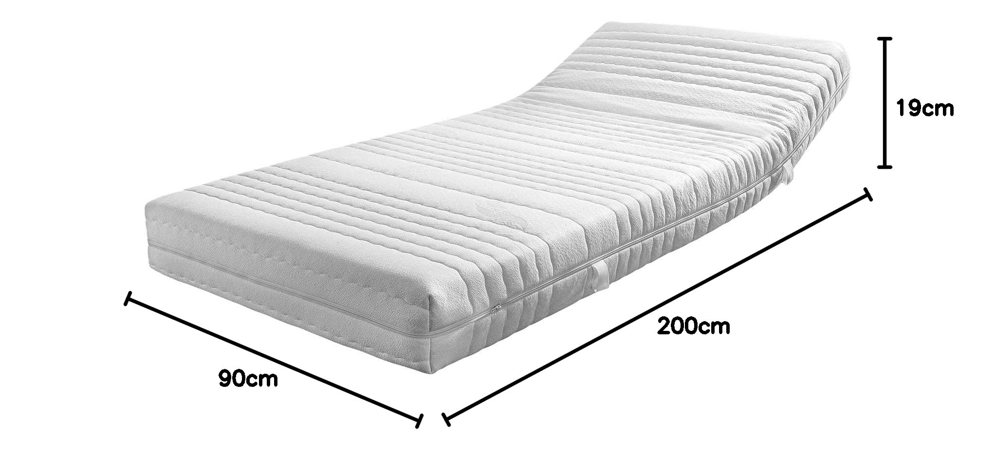 RAVENSBERGER Latexmatratze Ravo-Relax - Härtegrad H2, mittel - 90 x 200 cm, Höhe 19 cm - mit 7-Zonen LATEXCO-Stiftlatexkern - Matratze mit Baumwoll-Doppeltuch-Bezug