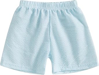 Toddler Kids Baby Boy Girl Gingham Seersucker Shorts Elastic Waist Striped Shorts Summer Casual Short Pants Bottoms