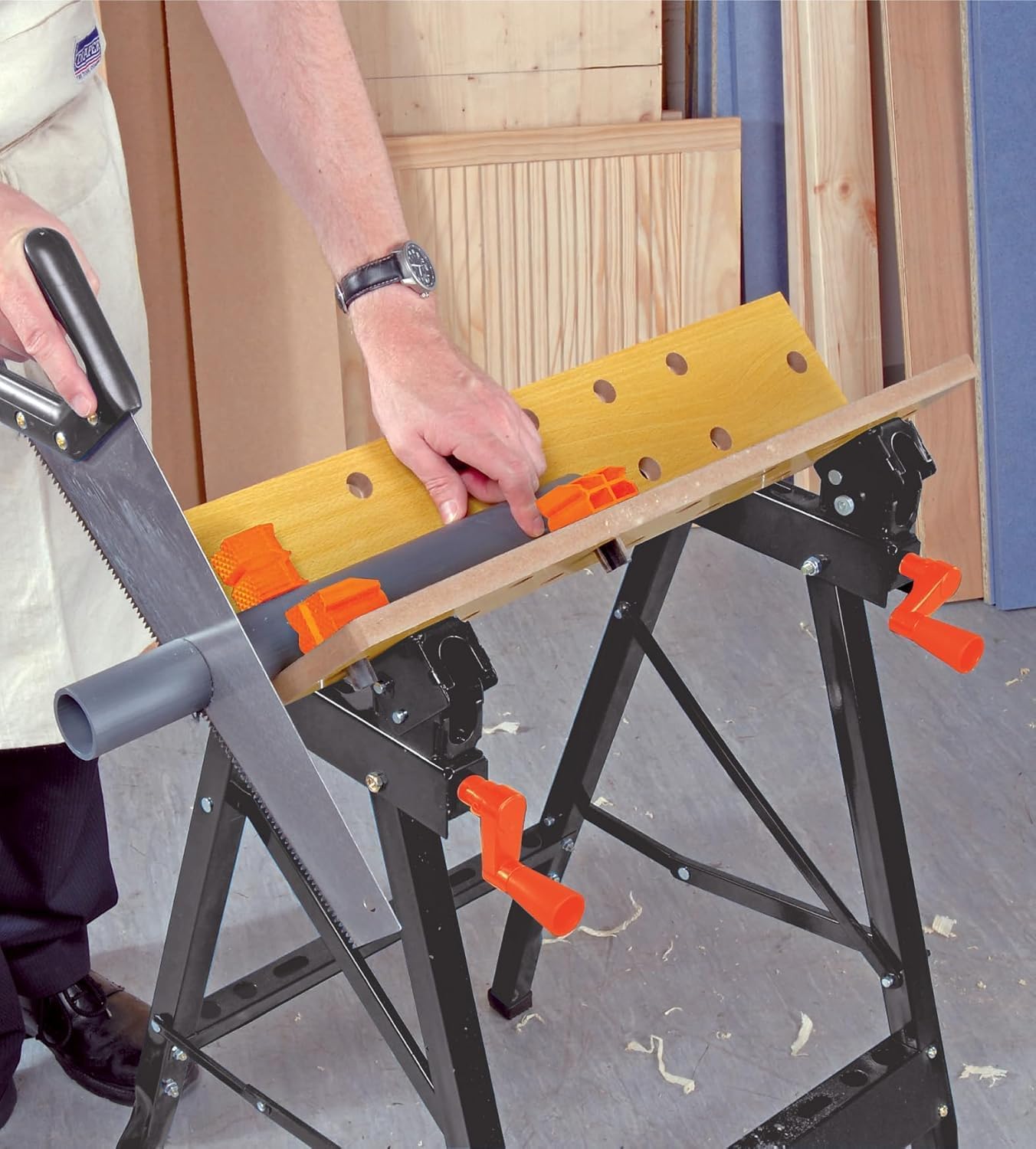 Disston OmniTable Lite Portable Workbench Worktable Fully Adjustable Tilting Table with Added 5pc Impact Screwdriver bit Set