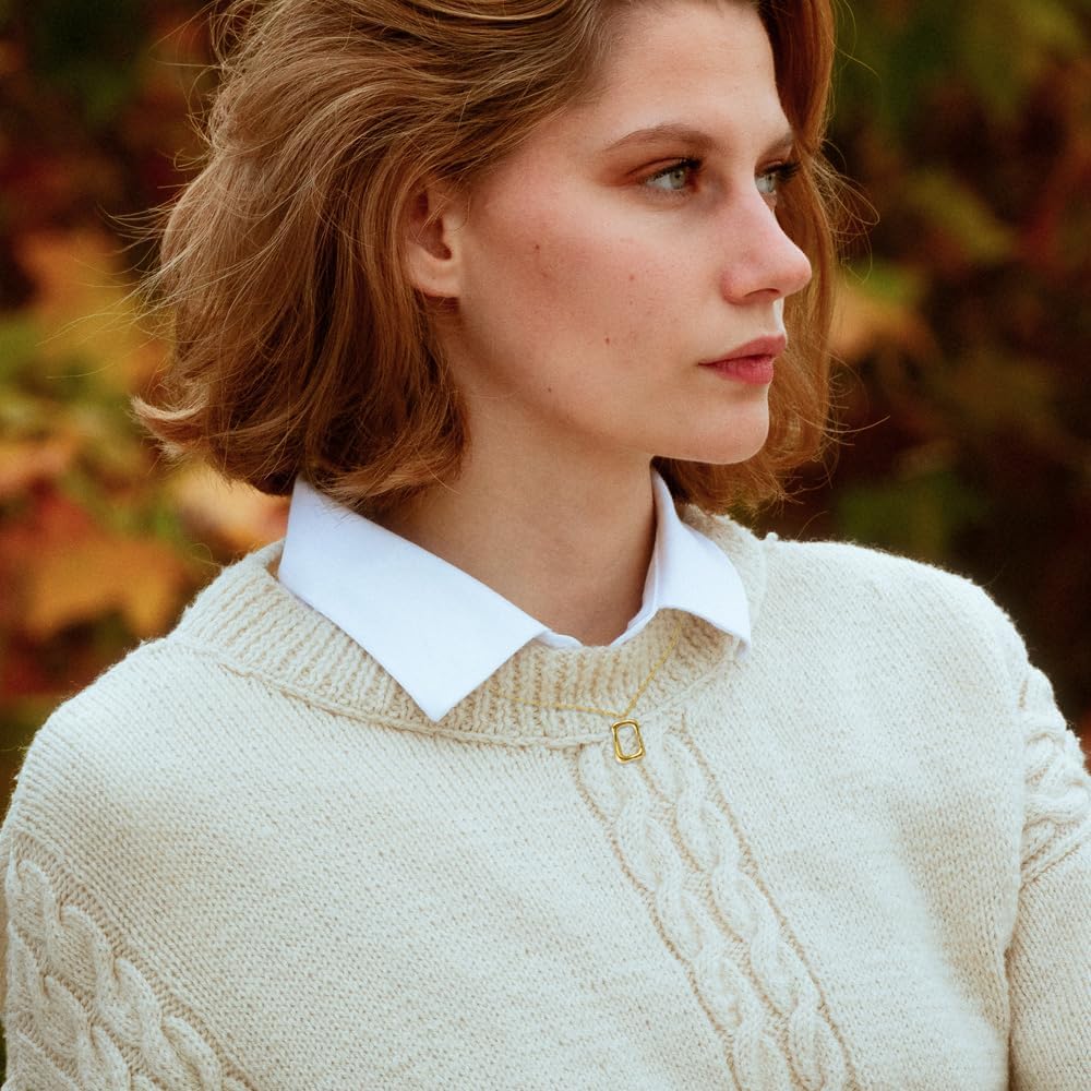 MUSTHAVE Abstract Rectangle Pendant Necklace, 18K Gold Plated Bold Rectangle Necklace, Organic Open Frame Charm, Minimalist Geometric Jewelry for Women, 16+2" Chain, Gift for Her (Yellow Gold) - Image 6