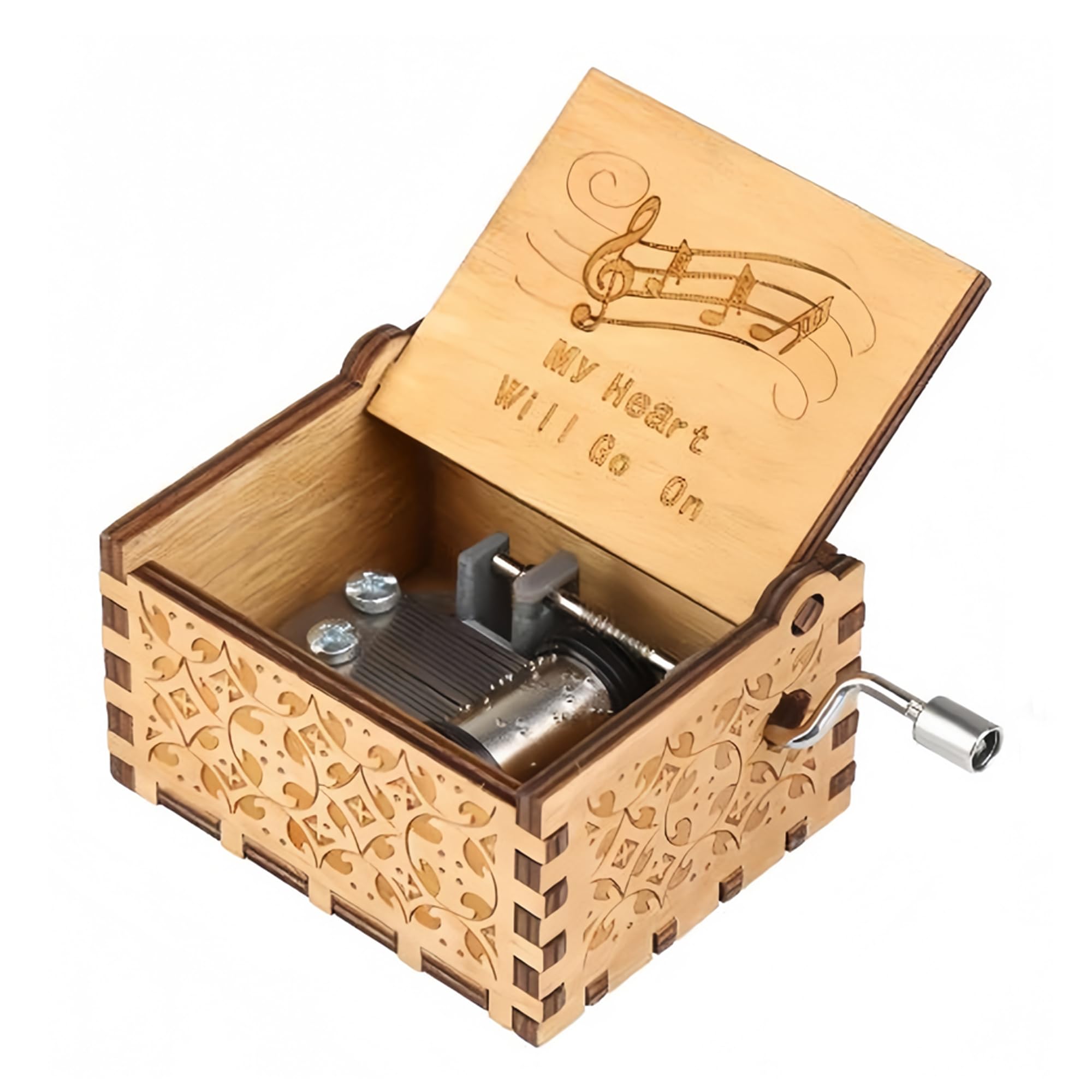 Cuzit Brown The Titanic Music Box My Heart Will Go On Theme Antique Carved Hand Crank Wooden Musical Box Toy Gift For Valentine,Mother's Day,Christmas,Birthday (Brown)