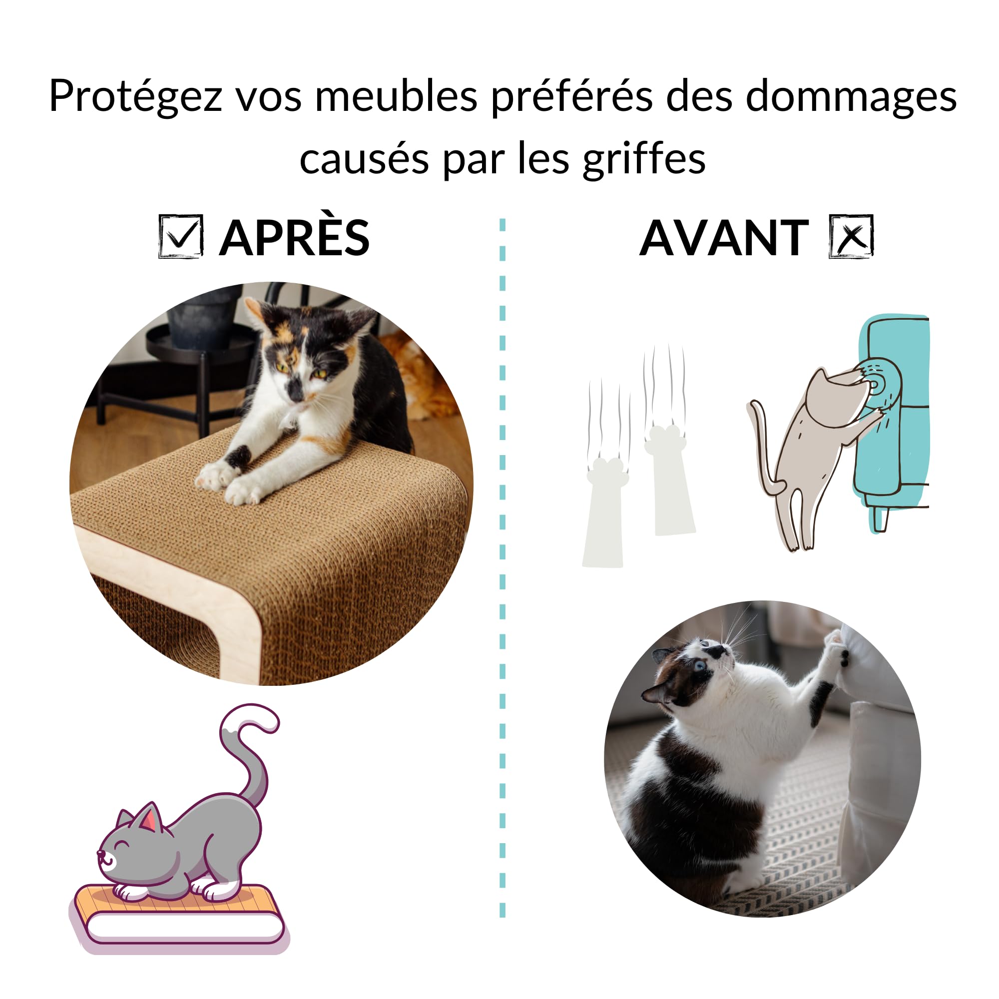 Griffoir pour Chat 37 x 30 x 30 cm + Maison en Carton | Grattoir Chat Renforcé avec du Contreplaqué | Grand Carton à Gratter pour Chats | Protège Vos Meubles