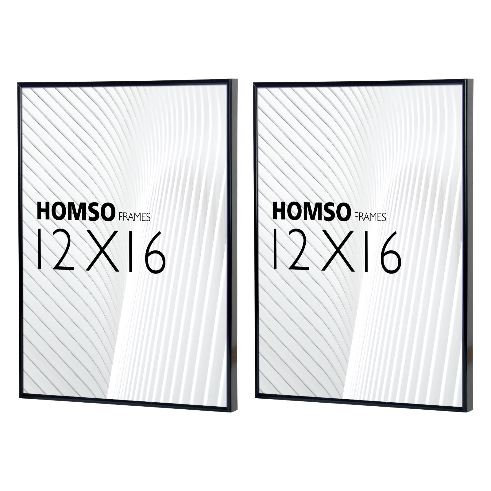 Homso Black Picture Frame 12x16, Thin Aluminum Poster Frame with Shatter-Resistant Acrylic for Horizontal and Vertical Wall Displaying - 2 Pack