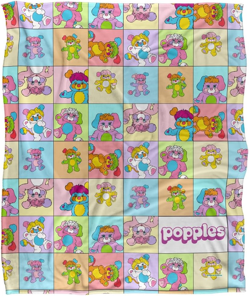 Popples Blanket, 50"x60" Popple Squares Silky Touch Super Soft Throw Blanket
