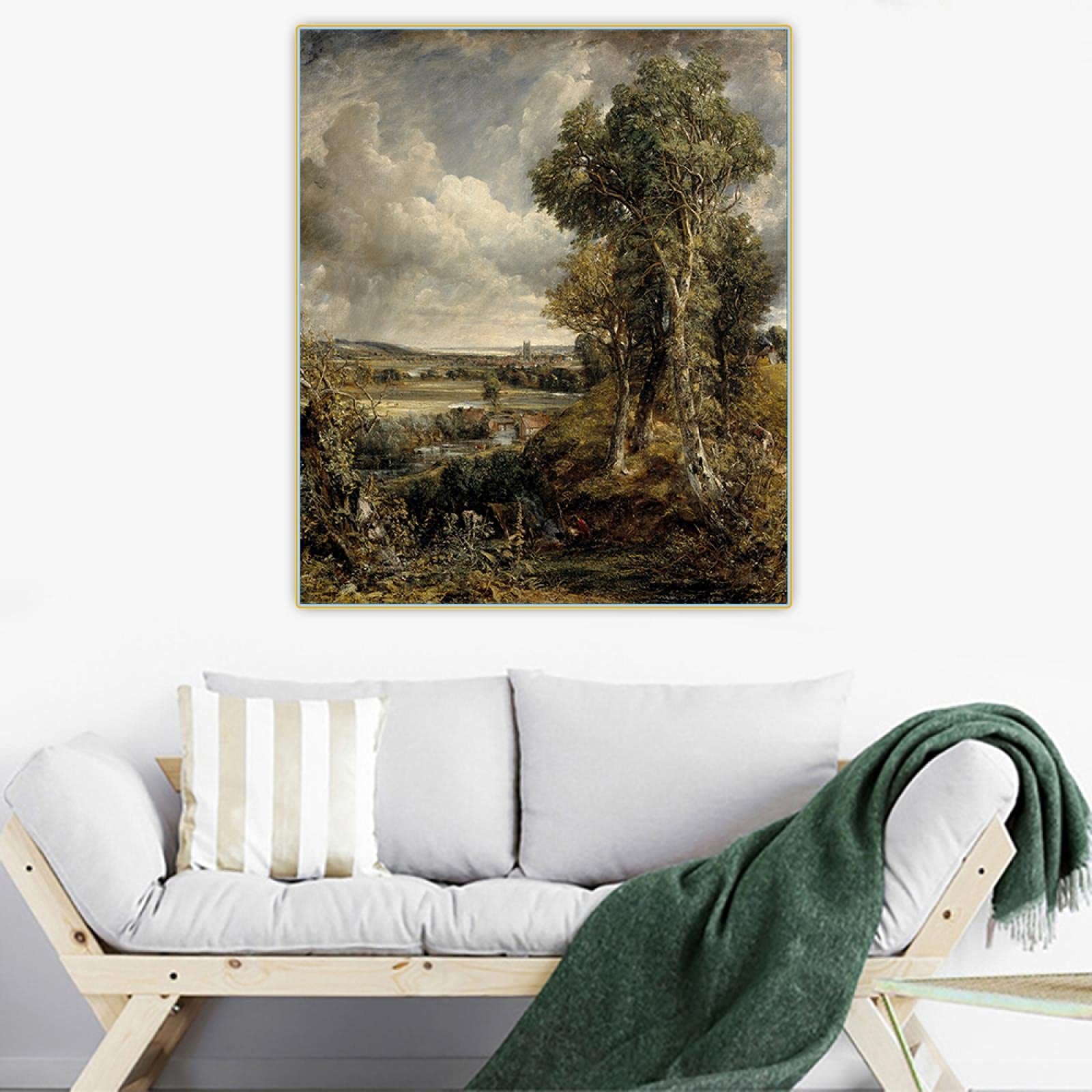 Sdvib Frameless John Constable《The Vale Of Dedham》Canvas Oil Painting Artwork Poster Picture Modern Home Living Room Decor Canvas Print 40X60cm