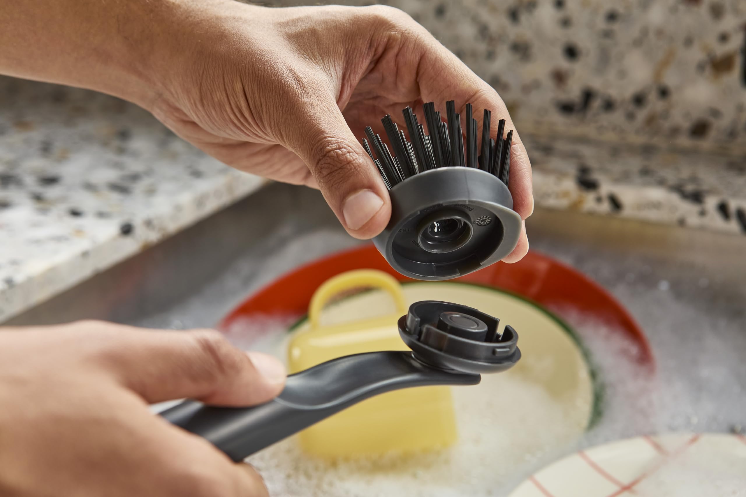 Spazzola per piatti, in silicone, con setole morbide, con punta