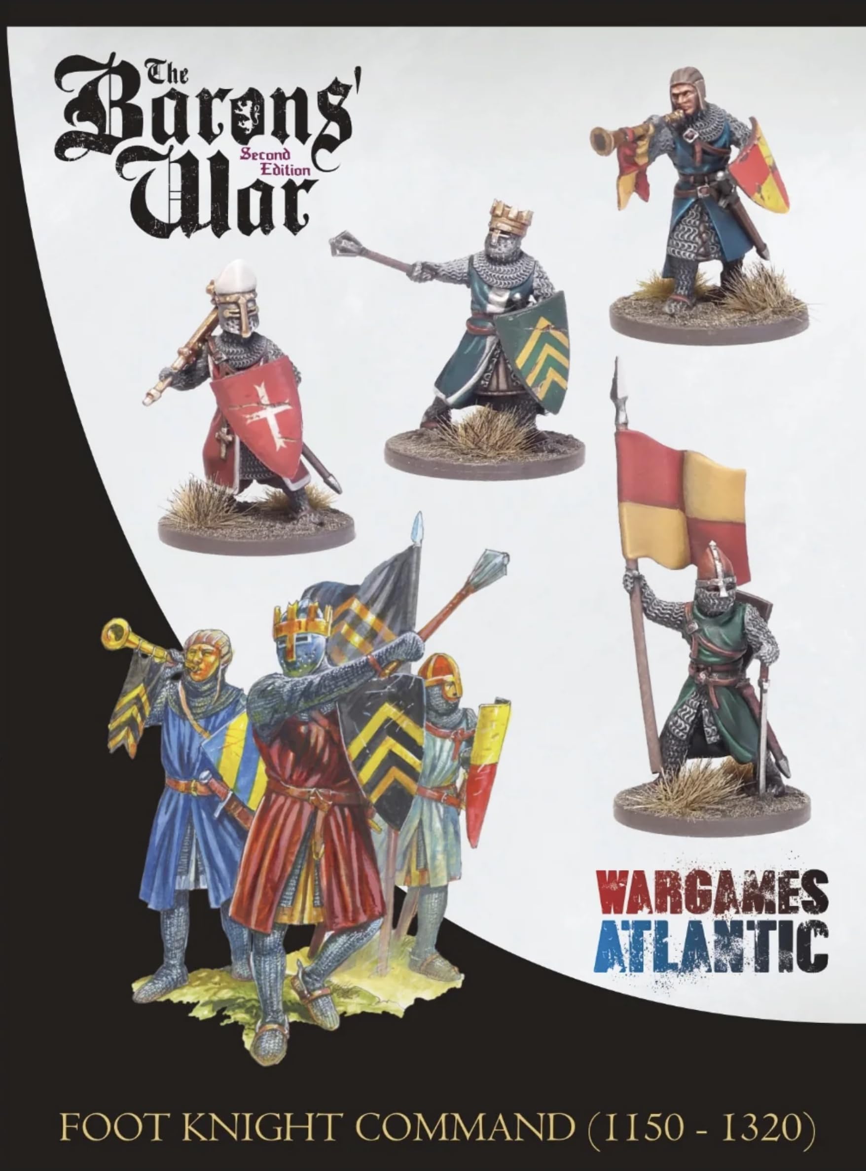 Wargames Atlantic, The Age of Chivalry, Foot Knights Command (1150-1320), Miniaturen im Maßstab 28 mm