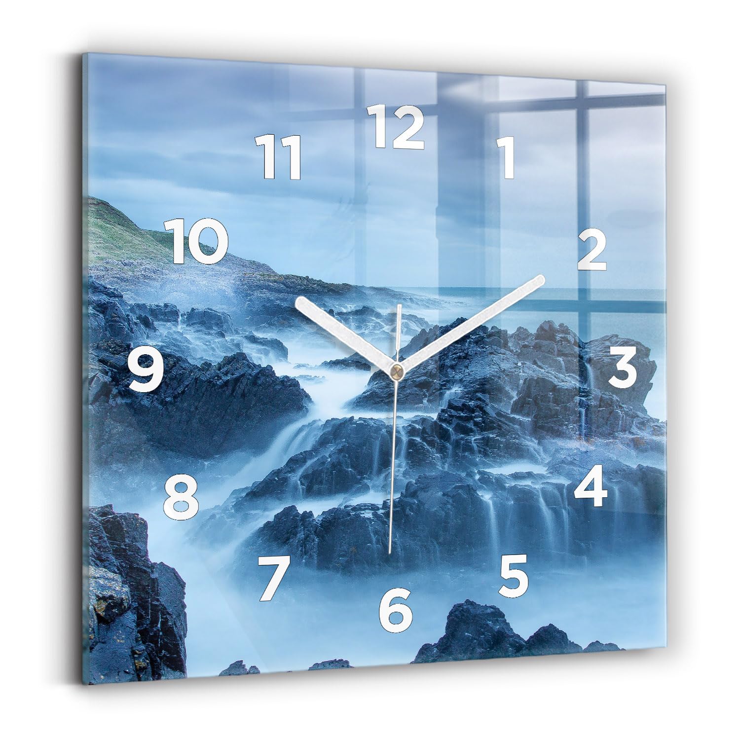 Horloge carrée 30x30 cm pour salon et bureau avec affichage analogique silencieux