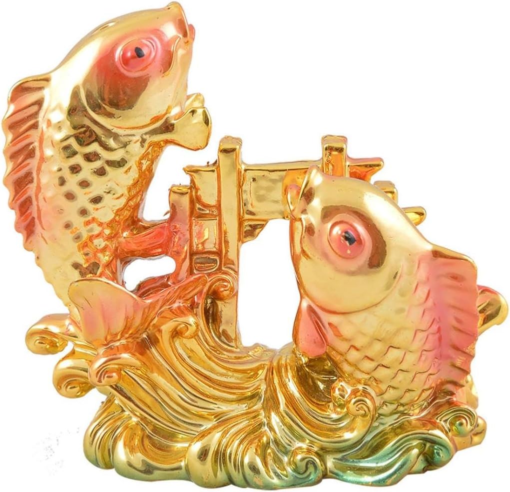 GREENTOUCH CRAFTS Odishabazaar Vastu Feng Shui 3 inch Colorful Fish for Good Luck and Prosperity or Double Fish, Multicolour, Standard Size (2Fish-2)