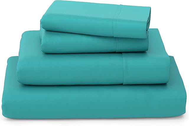 Cosy House Collection Luxury Bamboo Sheets - 4 Piece Bedding Set - Bamboo Viscose Blend - Soft, Breathable, Deep Pocket - 1 Duvet Cover, 1 Fitted Sheet, 2 Pillow Cases - King, Turquoise