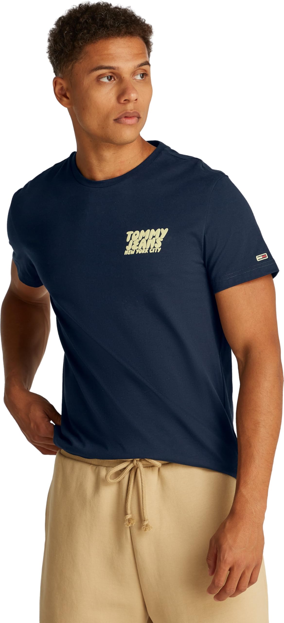 Tommy Jeans Men TJM Slim Bubble Print SS TEE EXT S/S T-Shirt, Blue, S