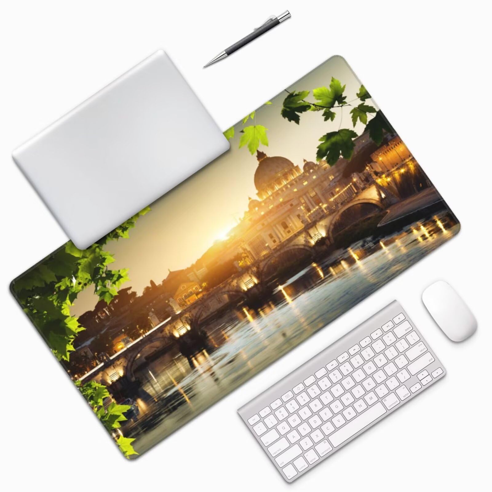 Gaming Mauspad XXL 900x500x3mm Mousepad Verlängertes Groß Mauspad Schreibtischauflage,Genähte Kanten rutschfeste Gummibasis,Verbessert Präzision Geschwindigkeit Home Office Europäischer Stil L-4342
