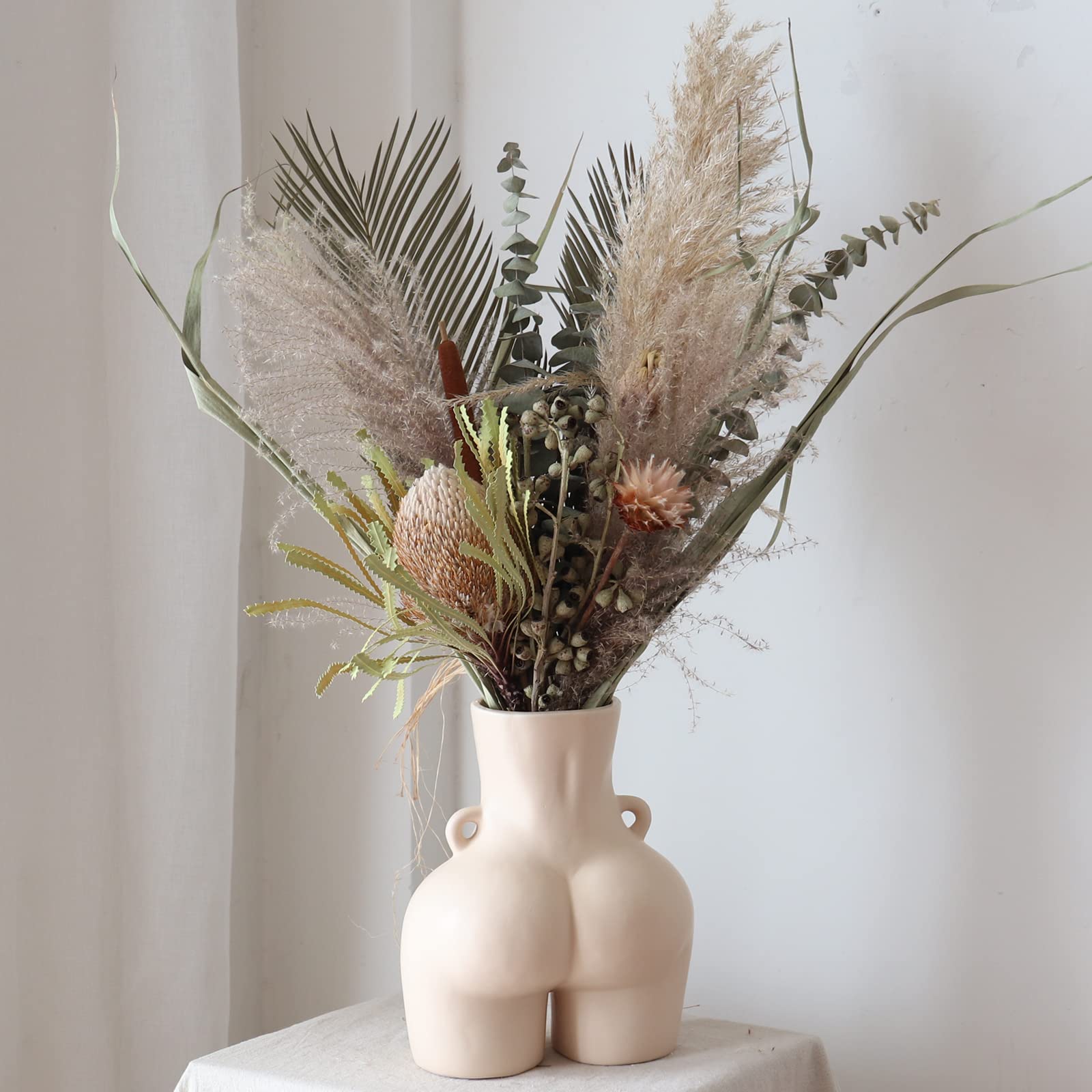 JOVONE Body Vase Female Form, Butt Vase, Modern Boho Vase，Handmade Ceramic Flower Vase for Home Decor (6.7