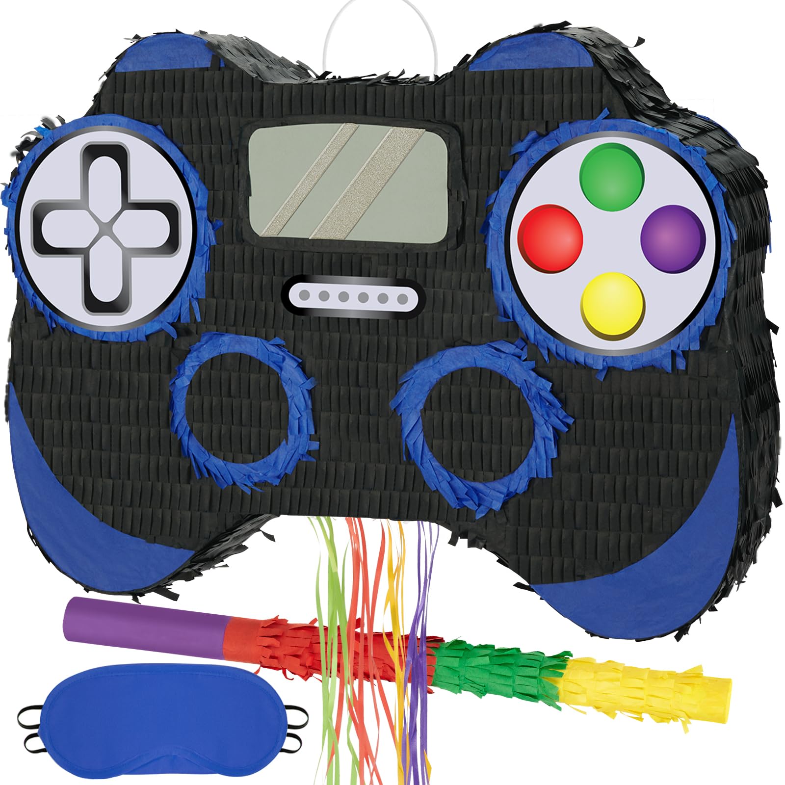 WERNNSAI Video Game Piñata - Game Controller Piñata Bundle with Blindfold and Bat for Boys Kids Piñata Gaming Theme Party Decoration Supplies Pull