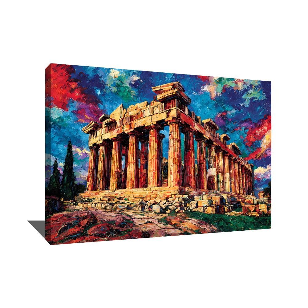 Alessio Cacciatore Quadro architettura greca antica - Decorazione da parete storica - Cornice con stampa Partenone Atene - arte da parete classica - Idee Deco per ufficio professionale (40 x 30 cm)