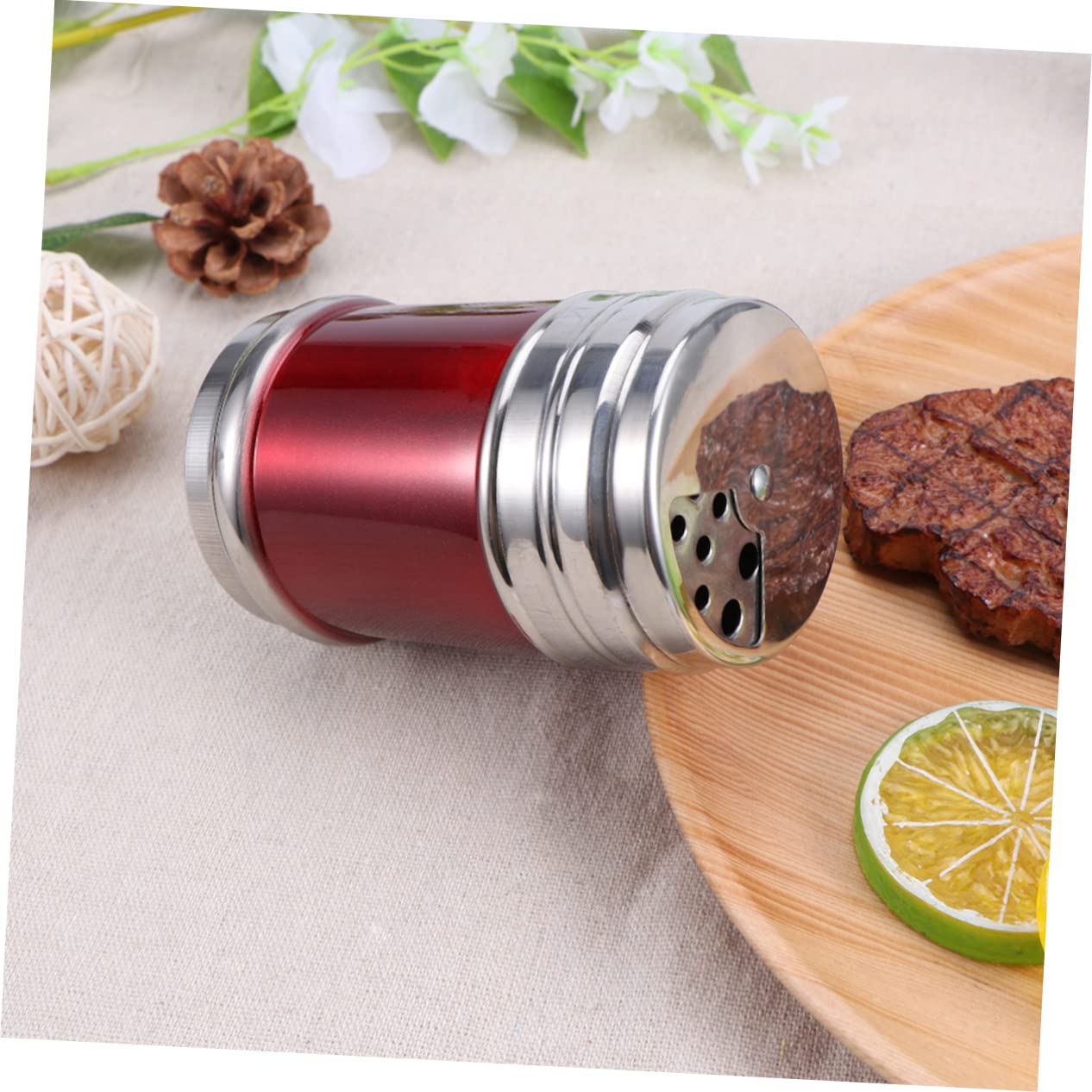 CIYODO Stainless Steel Air-tight Seasoning Bottles Pepper Salt Sugar Easy to Clean Material Ideal for Outdoor Bbq Cooking Random Color