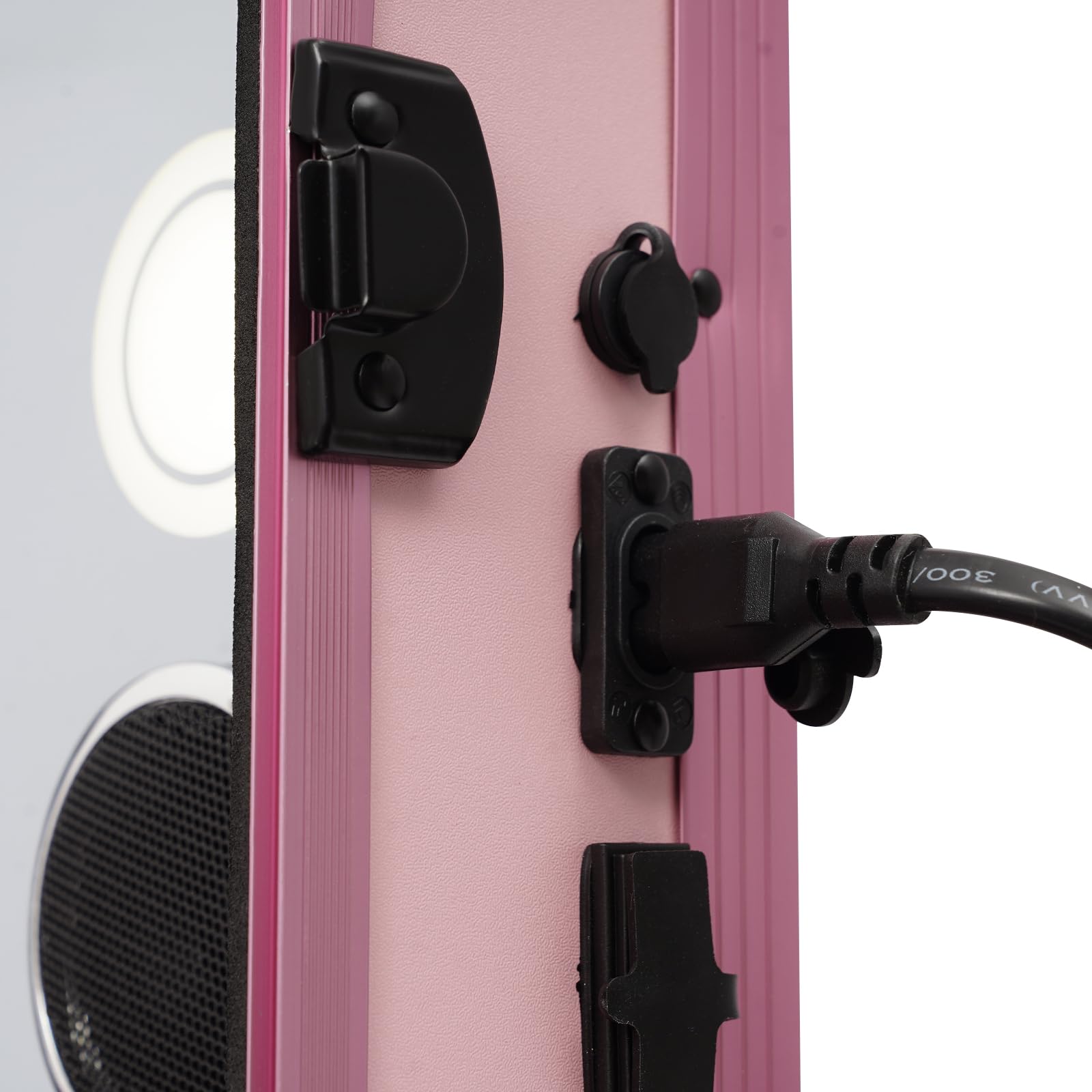 Professioneller Kosmetikkoffer Trolley 2 In 1 Schminkkoffer mit Tisch Bis 50KG Maniküre Tisch mit 3 Schubladen, LED Spiegel, 4 Rollen Multifunction Kosmetik Koffer Friseurkoffer (Rosa)