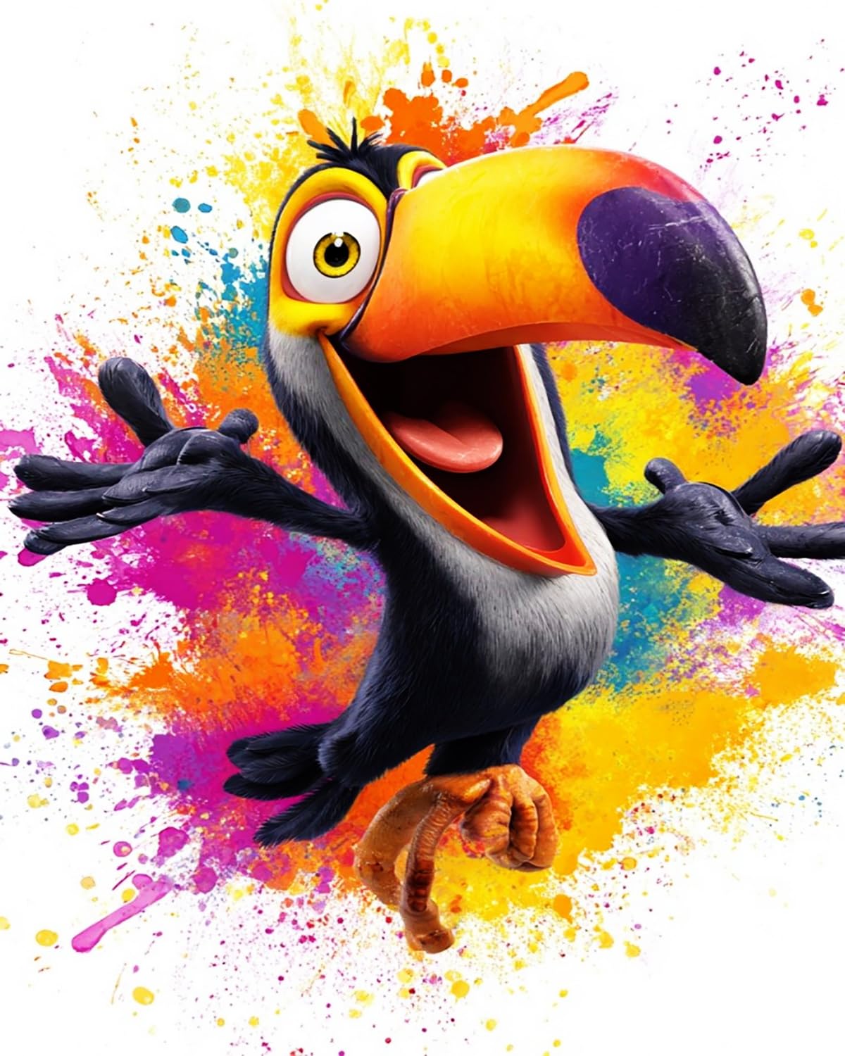 Liubaishi Multicolour Paint By Numbers For Adults, Rainbow Toucan, 40X50 Cm Acrylic Canvas Kit With 3 Brushes