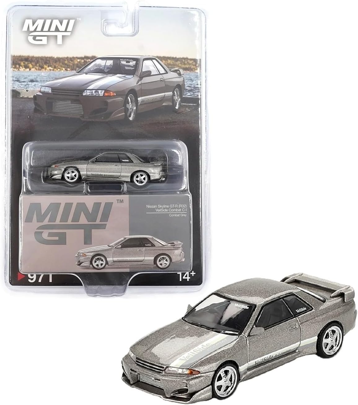 Diecast Model Car Compatible with Mini GT 1:64 Nissan Skyline GT-R (R32) Veilside Combat C-I Veilside Combat Grey Limited Edition MGT00971