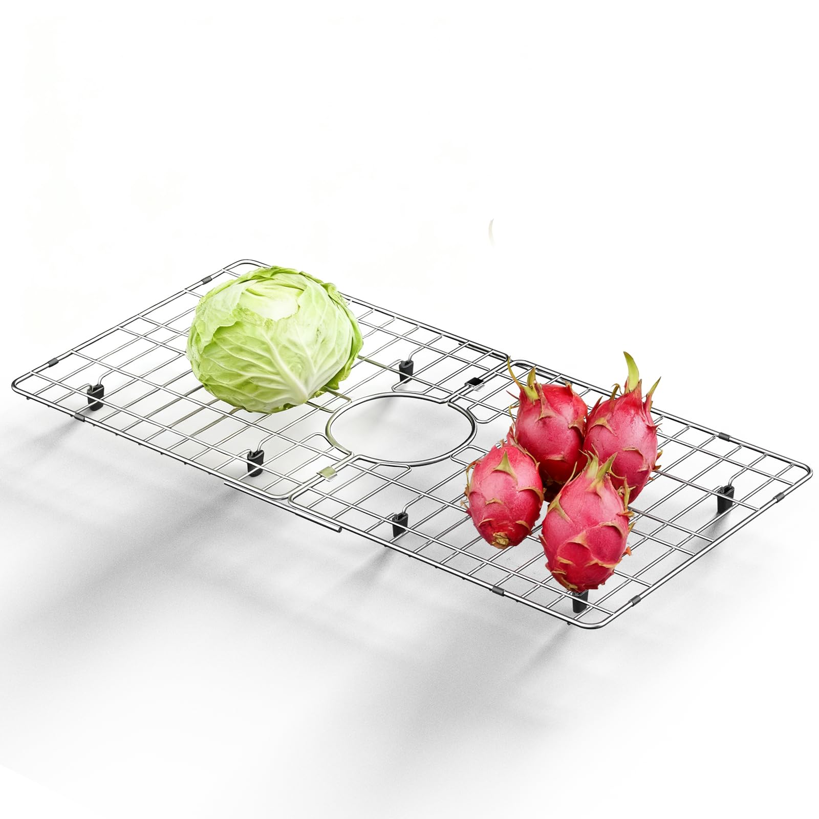 Sink Protectors for Kitchen Sink 30" x 16" – Rectangular Extra Large Sink Grid for Kitchen Sink Bottom, Rust-Resistant Drainage Rack with Scratch Prevention Centered Drain