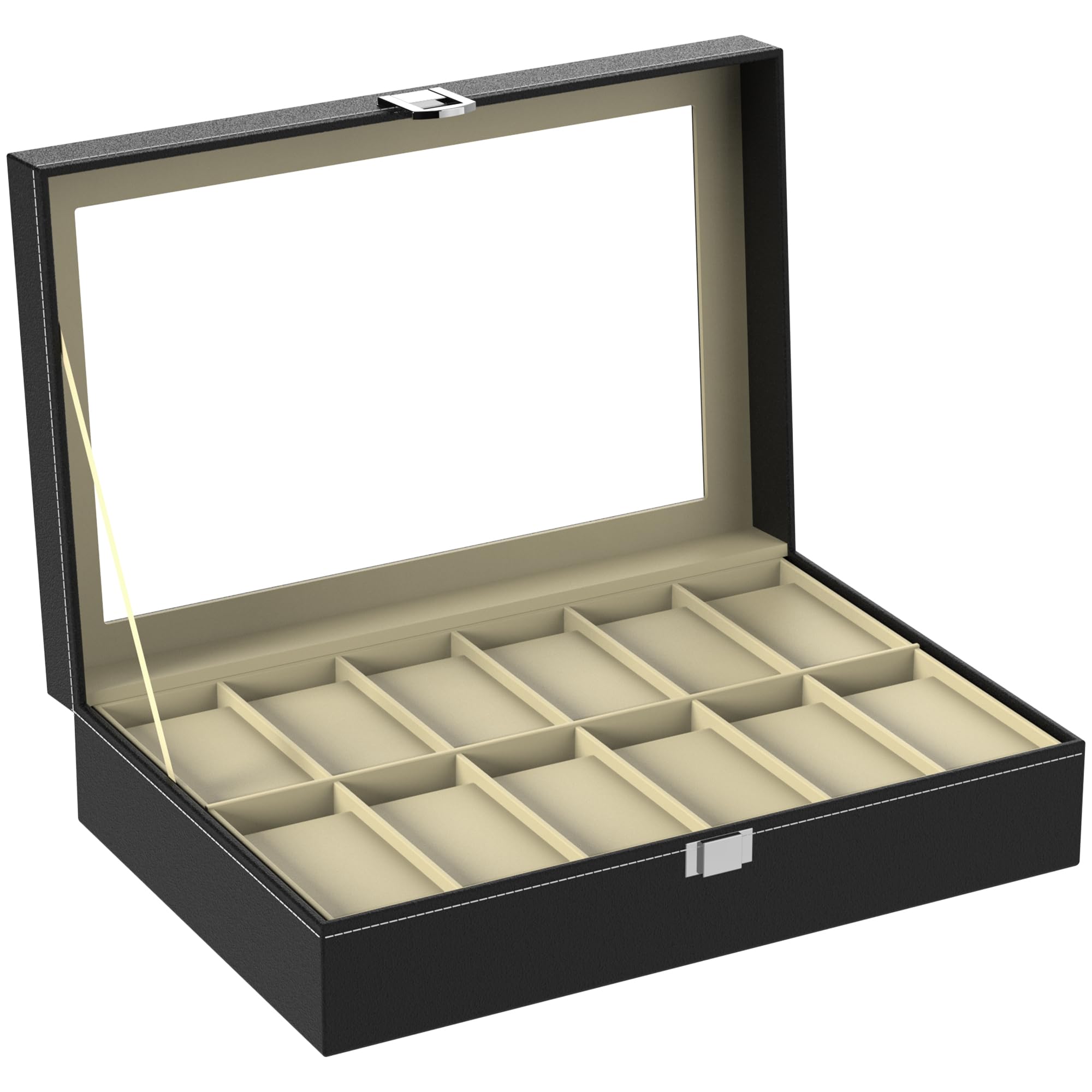 ZENO Watch Box | Watch Case | Watch Box for Men | Watch Boxes | Leather Watch Jewellery Display Storage Box | Bracelet Organizers Display Boxes with Pillow Holders (12 Grids)