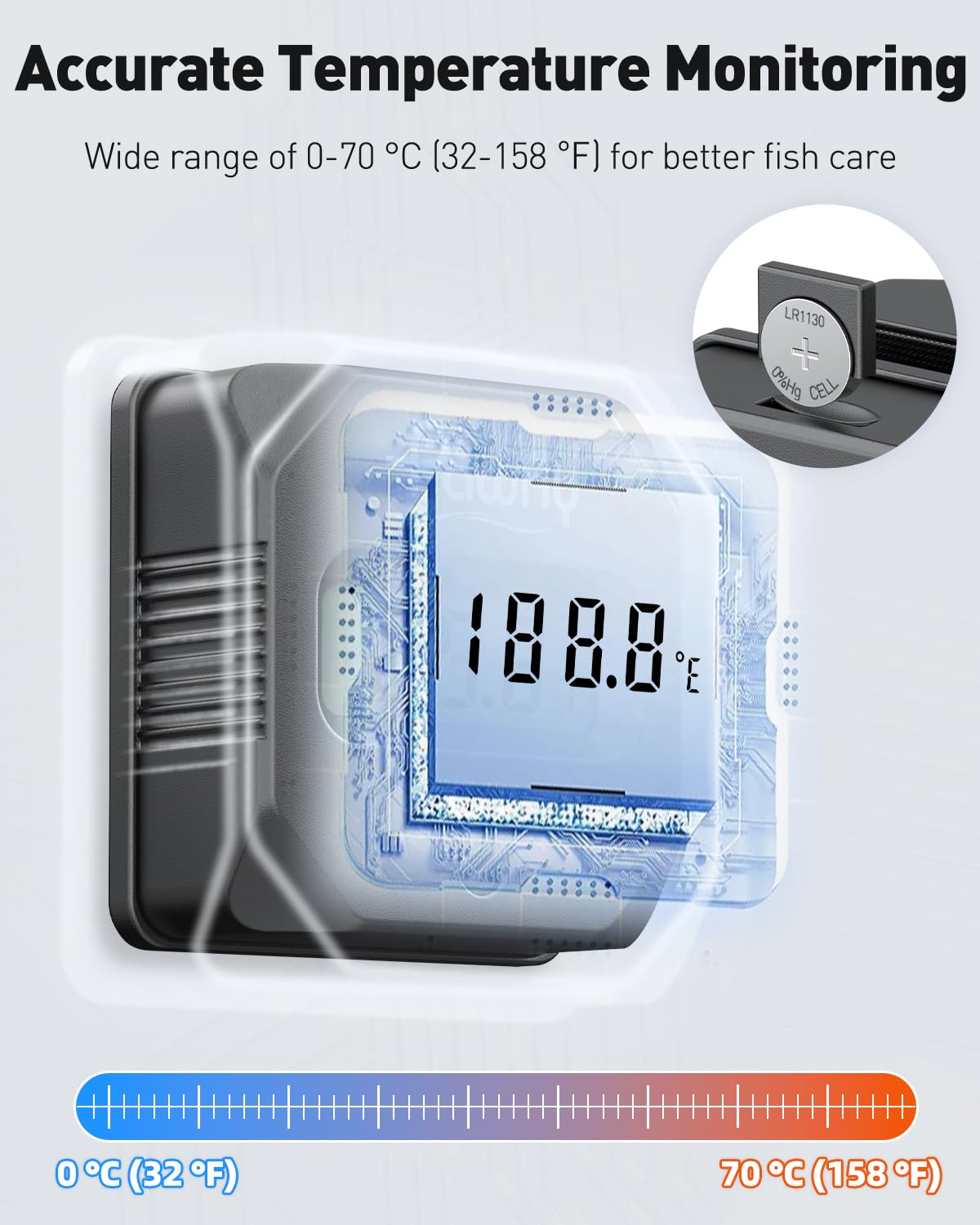 Pawfly Aquarium Magnet Glass Cleaner with Thermometer, Magnetic Fish Tank Cleaner - Image 3