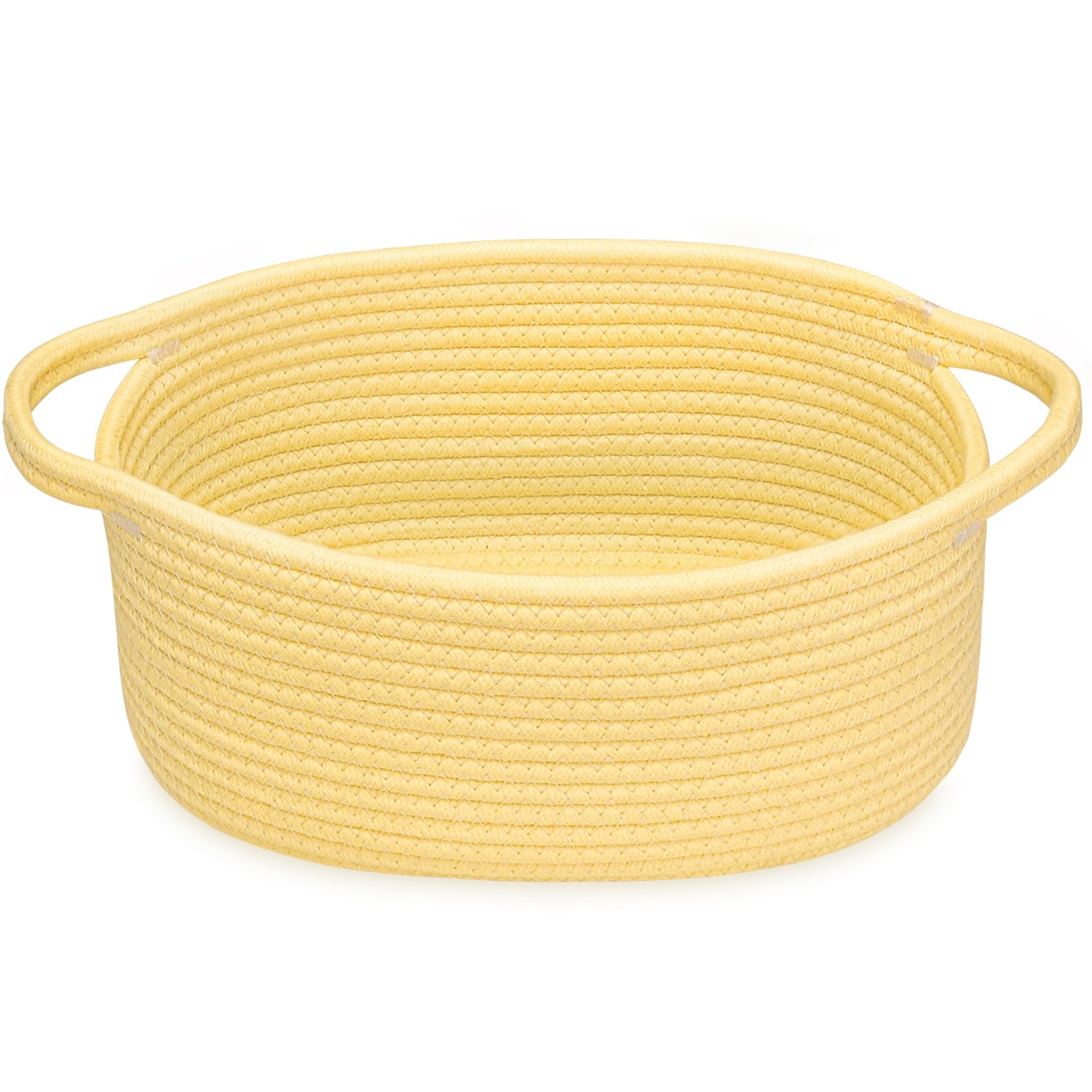 ABenkle Small Basket with Handles - Decorative Durable Rope Woven Storage Bin Shelf Storage Organizer Cube, Easter Baby Gift Basket, 12