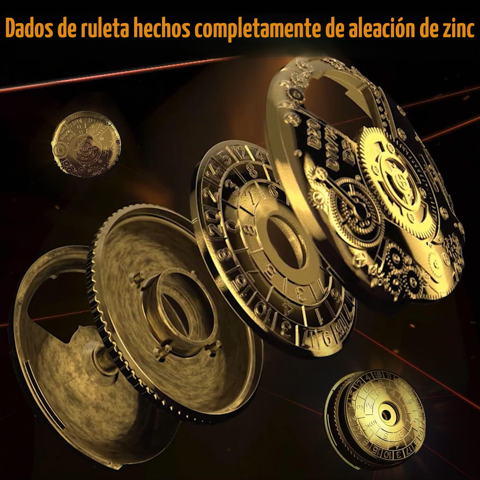 Juego de Dados de Ruleta de Metal únicos, Dados mecánicos, Dados giratorios DND, Dados D&D, Dados Steampunk, Dados Retro D20 Todo en uno, Dados DND D6, D8, D10, D12 para Dungeons and Dragons TRPG